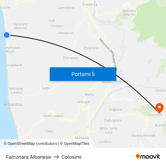 Falconara Albanese to Colosimi map