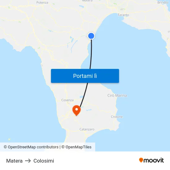 Matera to Colosimi map