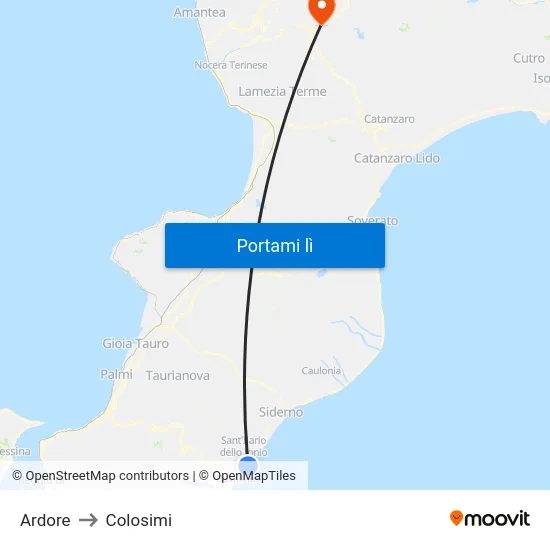 Ardore to Colosimi map