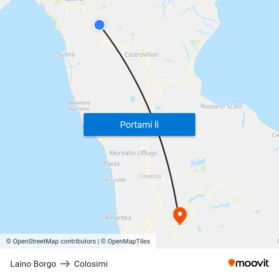 Laino Borgo to Colosimi map