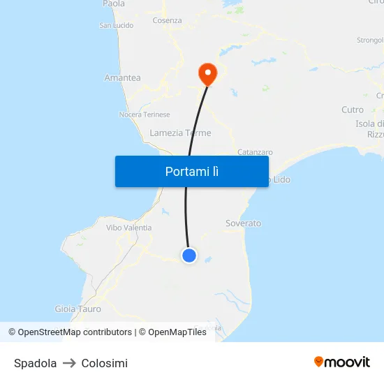 Spadola to Colosimi map