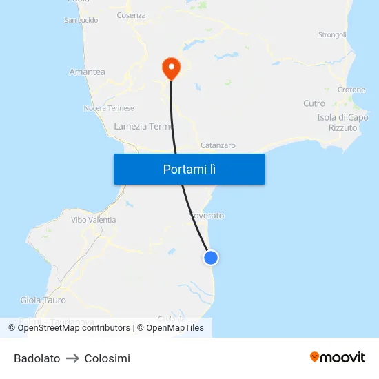 Badolato to Colosimi map