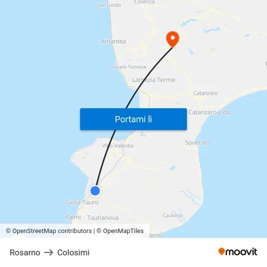 Rosarno to Colosimi map