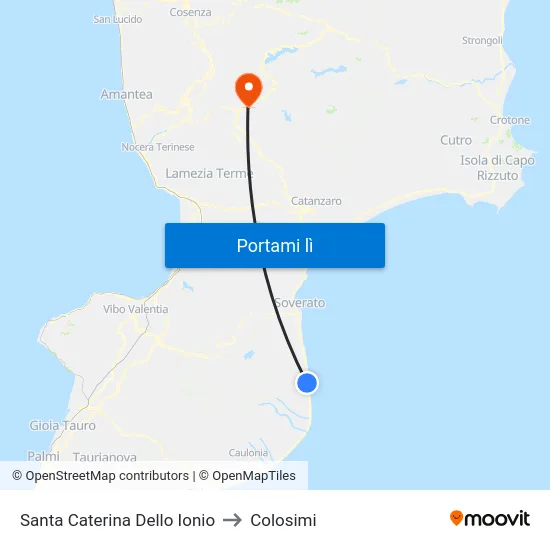 Santa Caterina Dello Ionio to Colosimi map