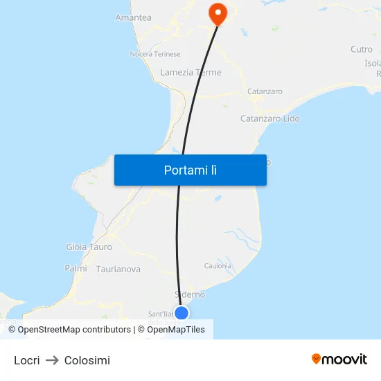 Locri to Colosimi map