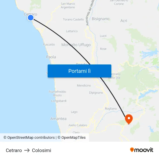 Cetraro to Colosimi map