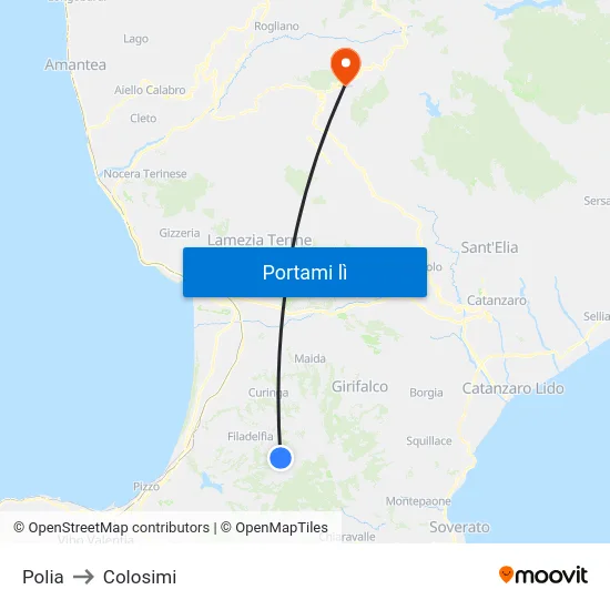 Polia to Colosimi map