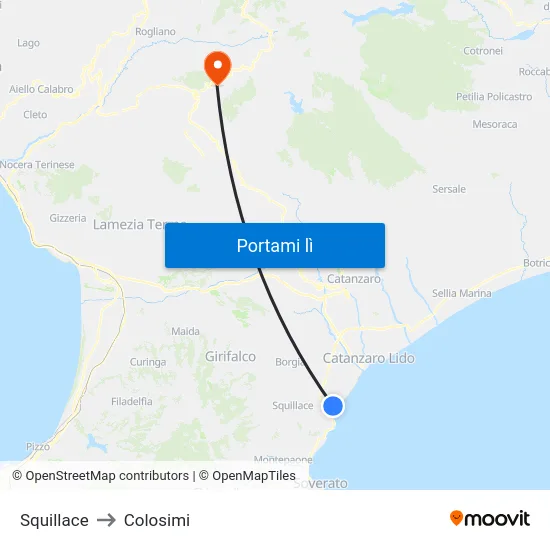Squillace to Colosimi map