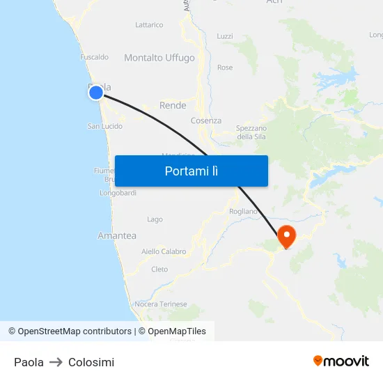 Paola to Colosimi map