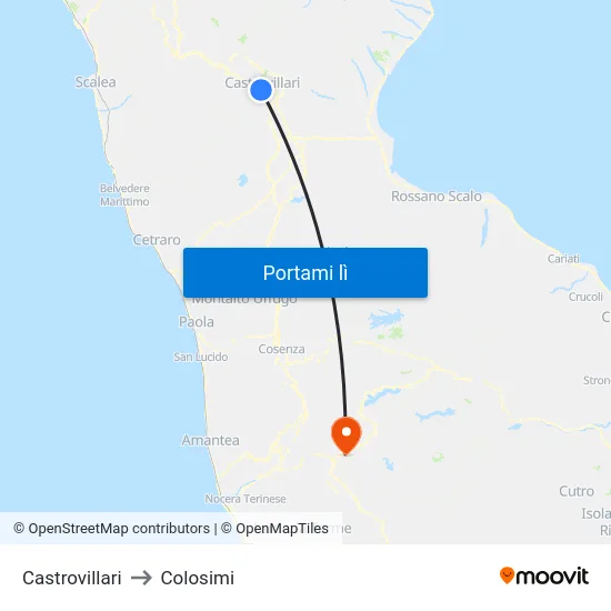 Castrovillari to Colosimi map