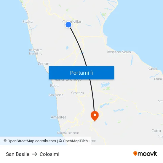 San Basile to Colosimi map