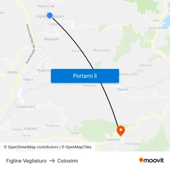 Figline Vegliaturo to Colosimi map