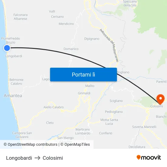 Longobardi to Colosimi map