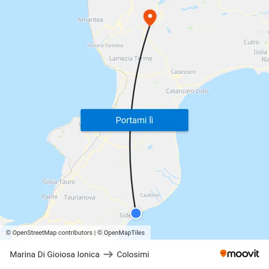 Marina Di Gioiosa Ionica to Colosimi map