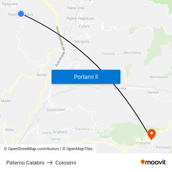 Paterno Calabro to Colosimi map