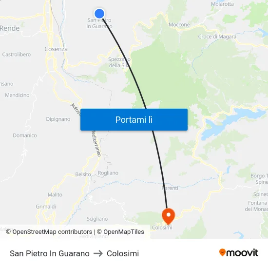 San Pietro In Guarano to Colosimi map
