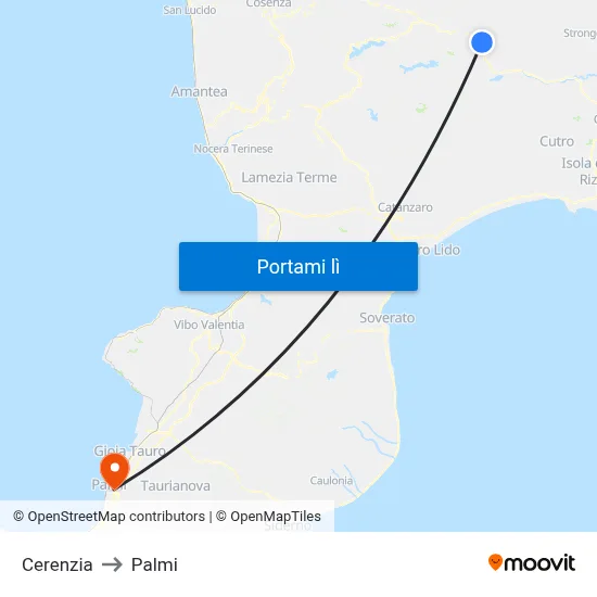 Cerenzia to Palmi map