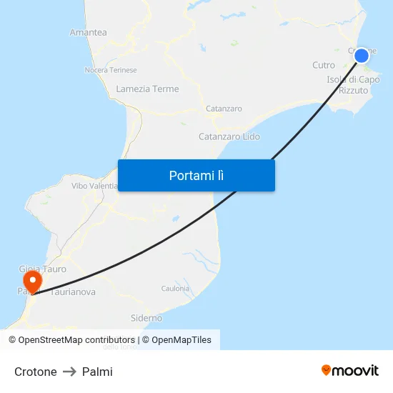 Crotone to Palmi map