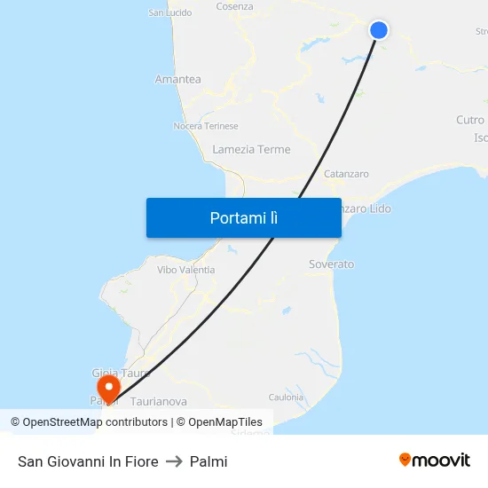 San Giovanni In Fiore to Palmi map