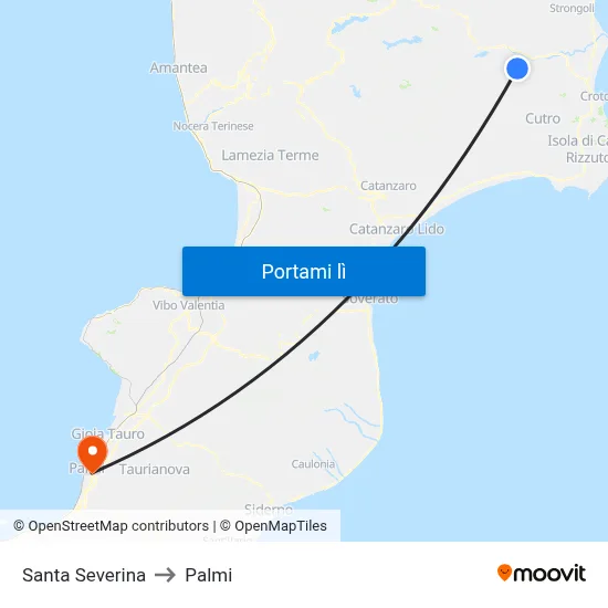 Santa Severina to Palmi map