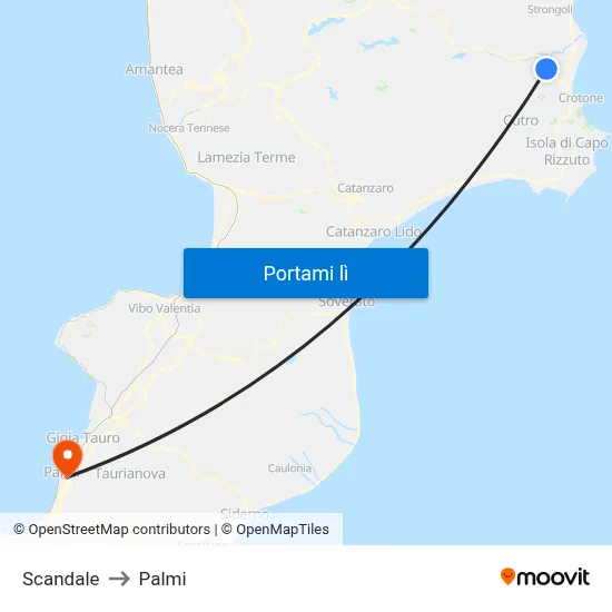 Scandale to Palmi map