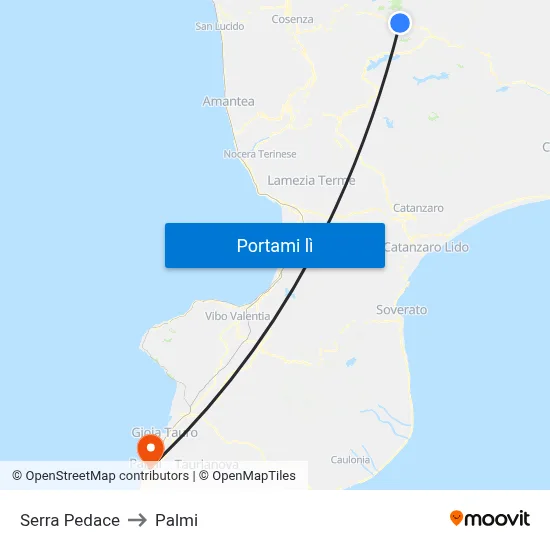 Serra Pedace to Palmi map