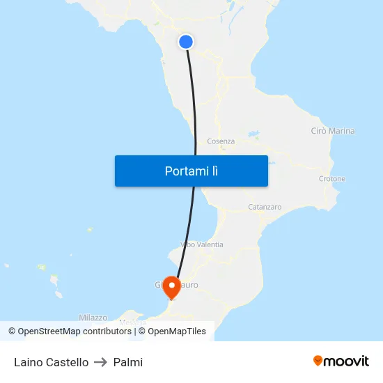 Laino Castello to Palmi map