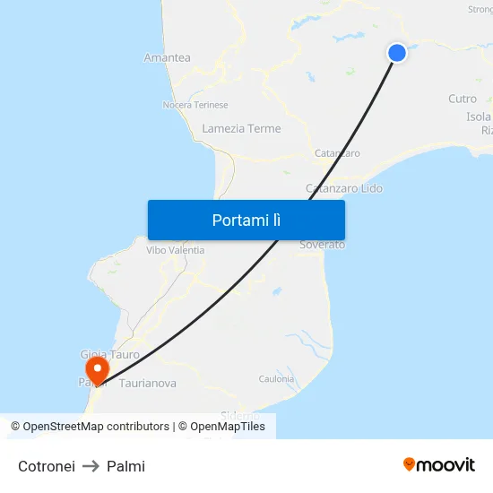 Cotronei to Palmi map
