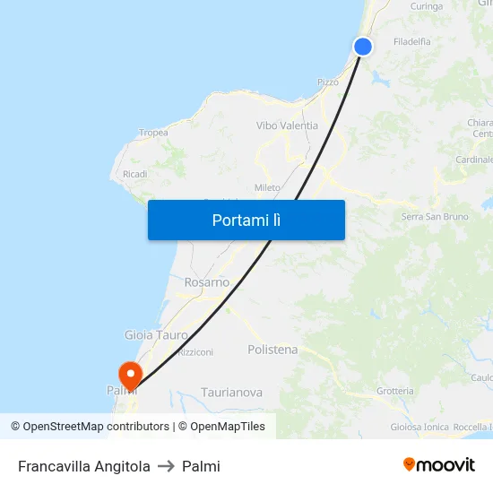 Francavilla Angitola to Palmi map
