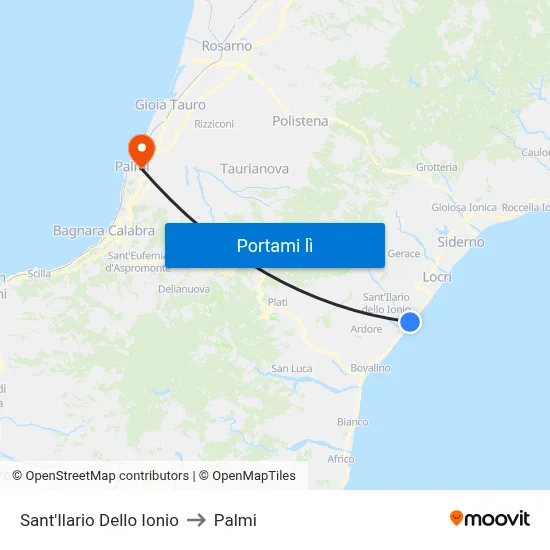 Sant'Ilario Dello Ionio to Palmi map