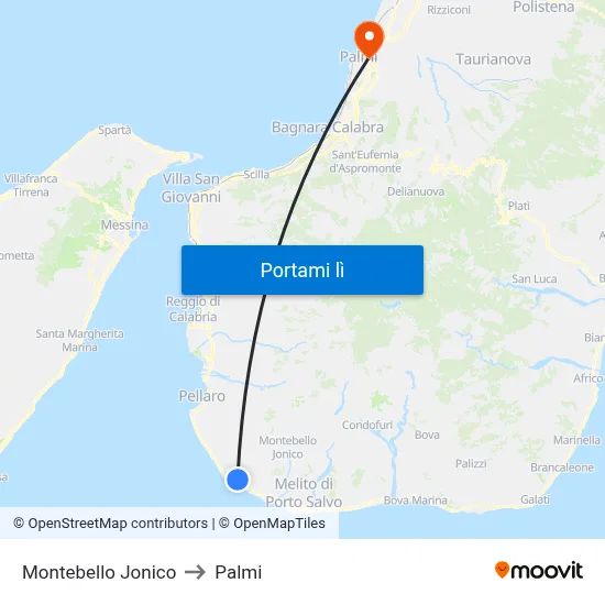 Montebello Jonico to Palmi map