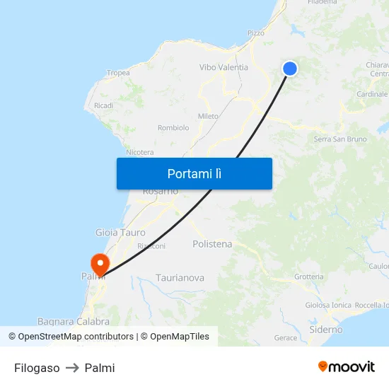 Filogaso to Palmi map
