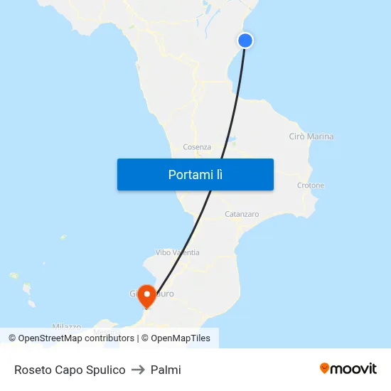 Roseto Capo Spulico to Palmi map