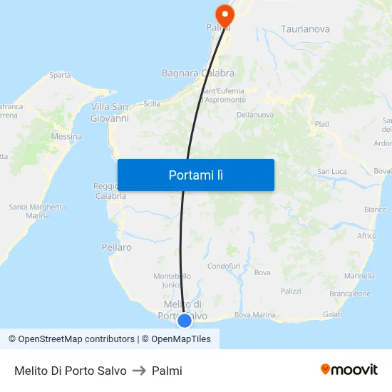 Melito Di Porto Salvo to Palmi map