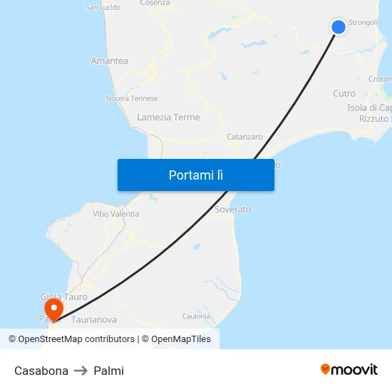 Casabona to Palmi map