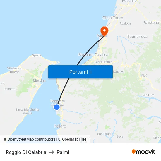 Reggio Di Calabria to Palmi map
