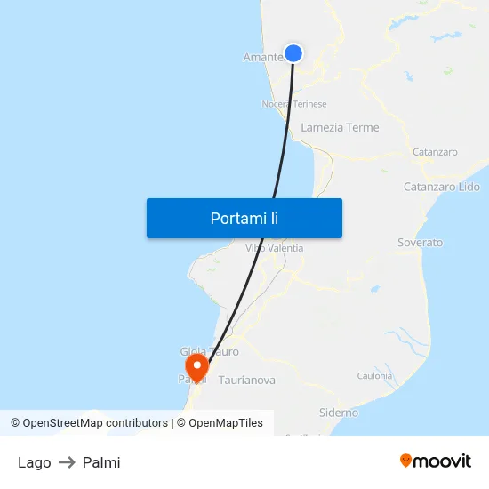 Lago to Palmi map