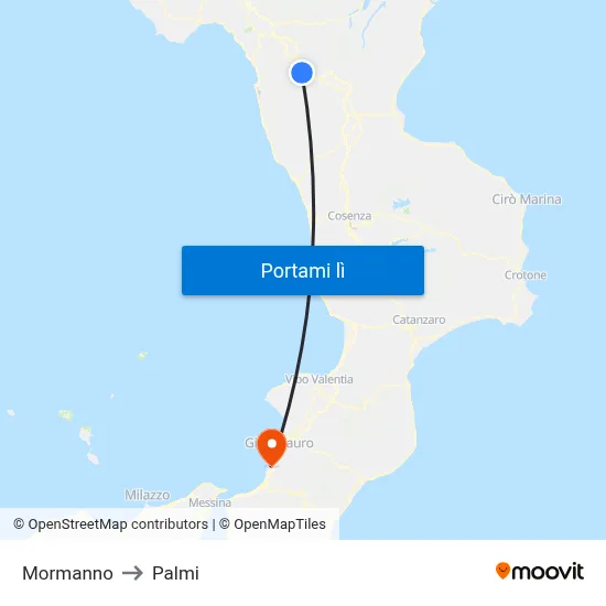 Mormanno to Palmi map