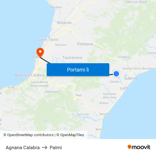 Agnana Calabra to Palmi map