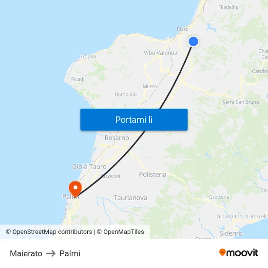 Maierato to Palmi map
