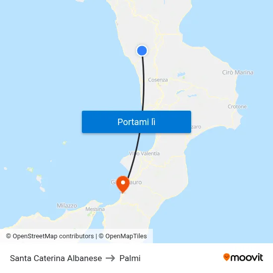 Santa Caterina Albanese to Palmi map