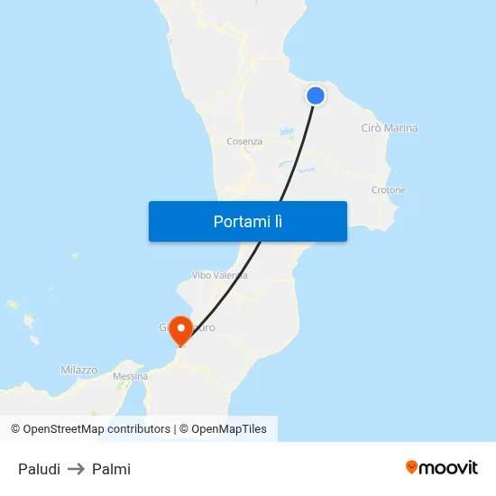 Paludi to Palmi map