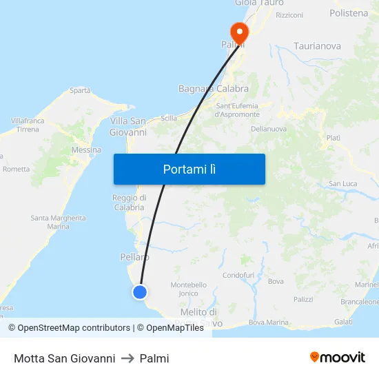 Motta San Giovanni to Palmi map