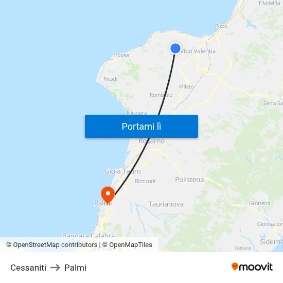 Cessaniti to Palmi map