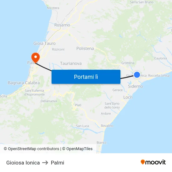 Gioiosa Ionica to Palmi map