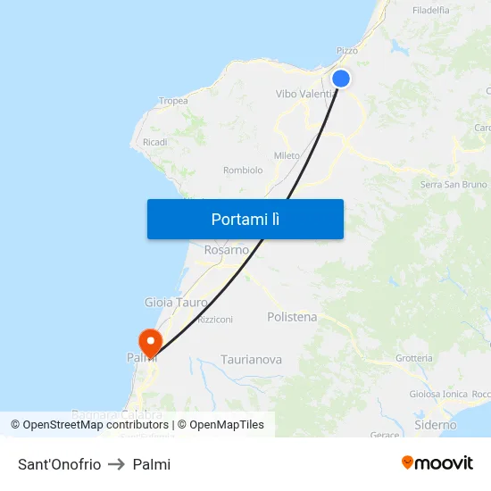 Sant'Onofrio to Palmi map