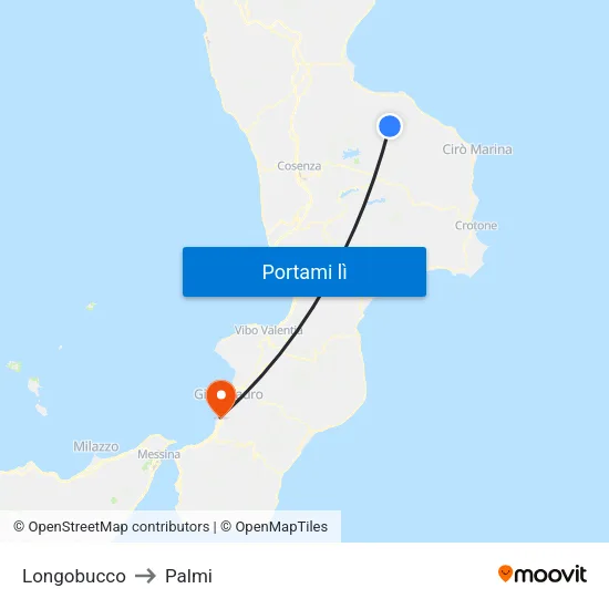 Longobucco to Palmi map