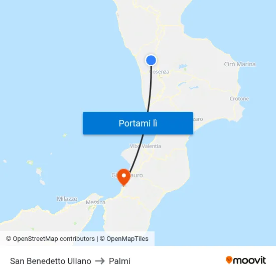 San Benedetto Ullano to Palmi map