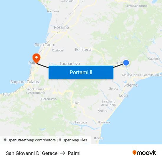 San Giovanni Di Gerace to Palmi map