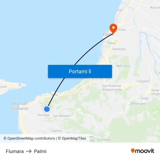 Fiumara to Palmi map